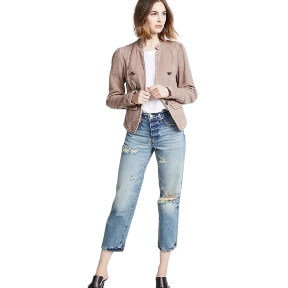 Free People Jagger Lace Up Sleeve Cotton Military Blazer Jacket - M - Picture 15 of 15